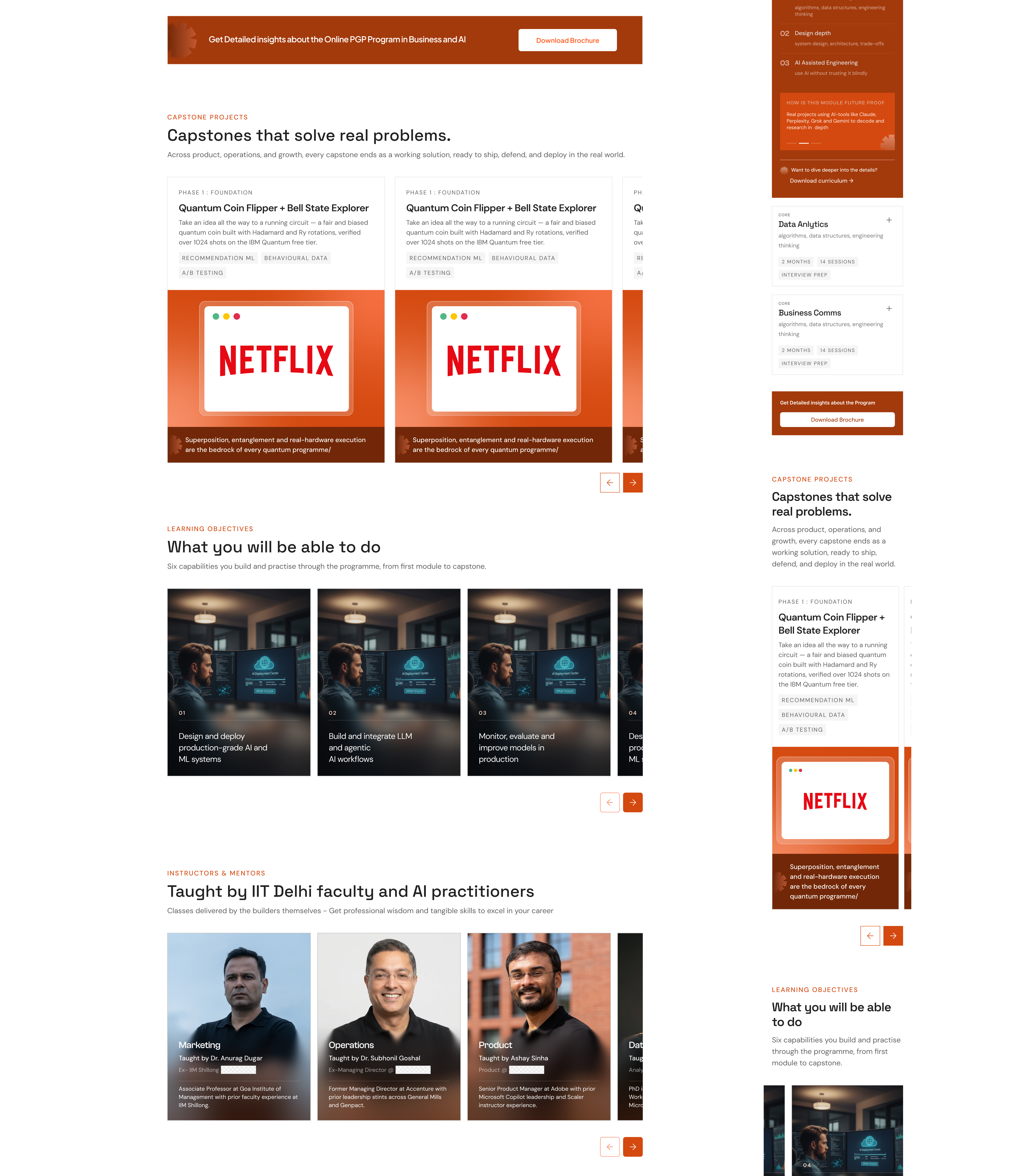 Varsity program page desktop and mobile Figma screens, part 2