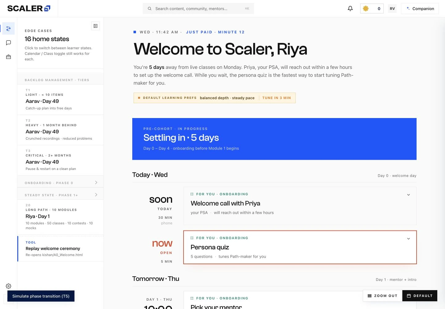 Final Scaler AI LMS Path Maker learner experience